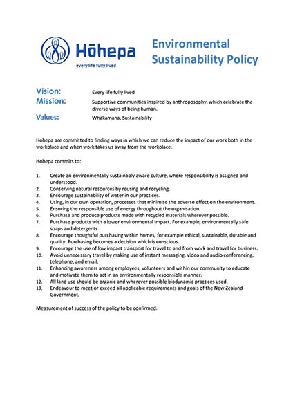 Environmental Sustainability Policy 2021