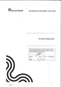 Hōhepa Homes Trust Deed & Constitution