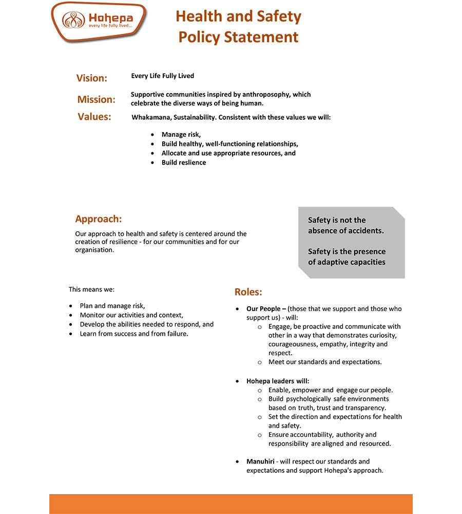 Health and Safety Policy Statement